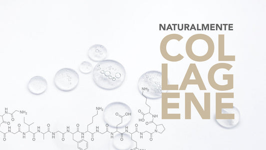 Struttura molecolare del collagene con gocce trasparenti, simbolo di idratazione naturale per la pelle del viso