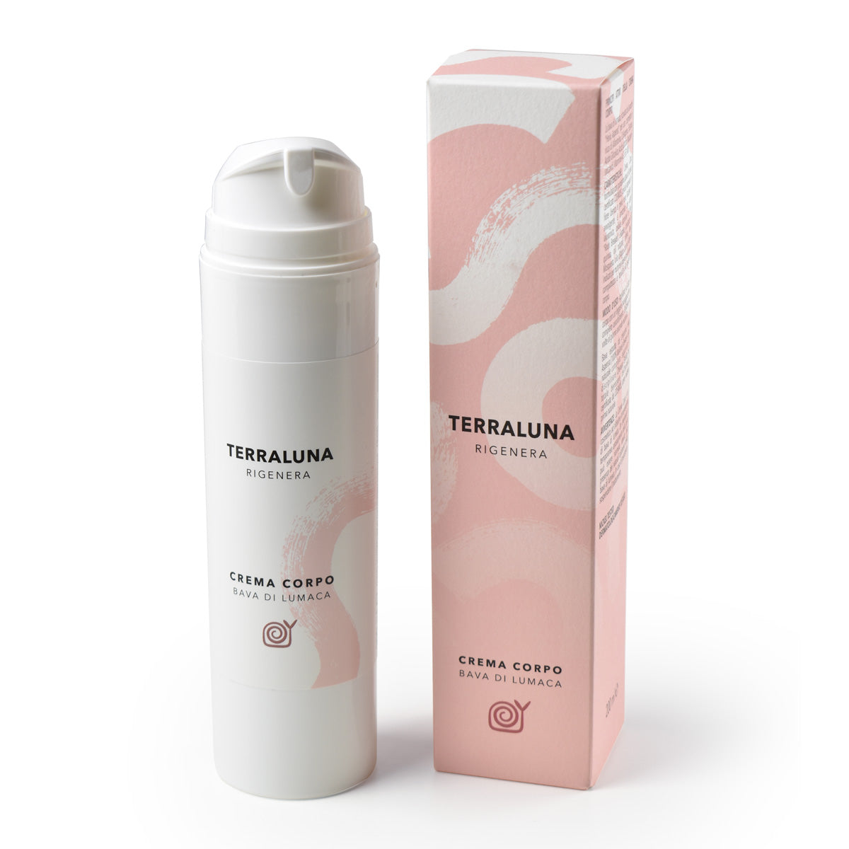 Crema corpo alla bava di lumaca naturale con proprietà idratanti e rigeneranti. Flacone 200ml e astuccio.