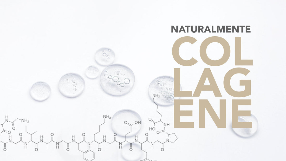 Struttura molecolare del collagene con gocce trasparenti, simbolo di idratazione naturale per la pelle del viso