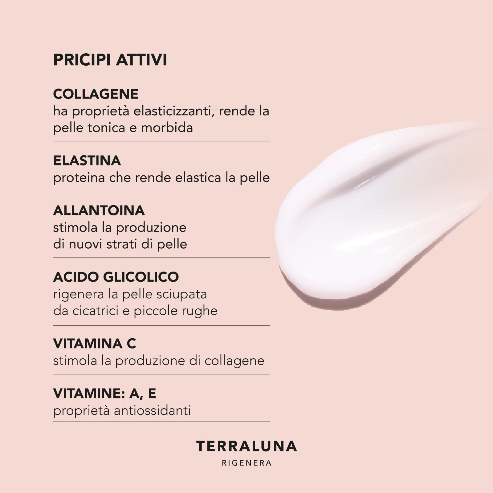 Principi attivi del crema viso Terraluna: bava di lumaca, acido ialuronico e ingredienti idratanti